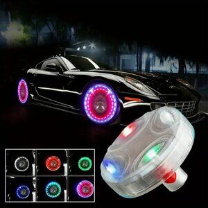 #596 Solar LED Valve Cap Light - Automatic Tire Nozzle Cap with 4 Modes/Flashing